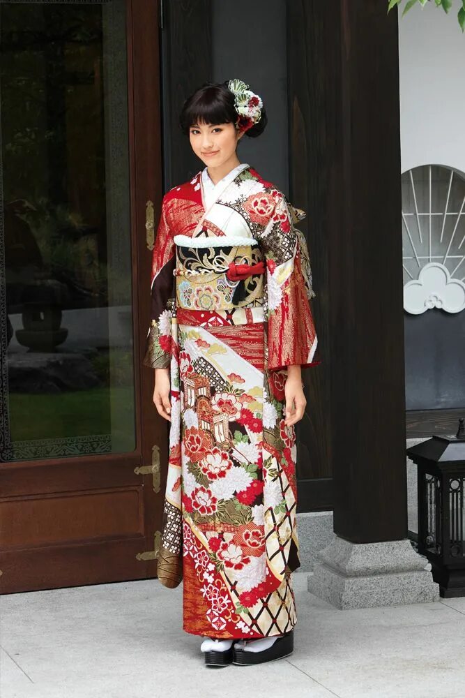 Костюм в японском стиле женский Kimono Furisode(着 物 振 袖) / 2015 年"雪 月 花"シ リ-ズ S-07 Japanese traditional dress, J