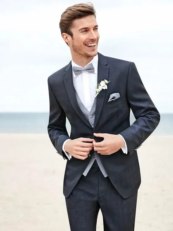 Костюм жениха на свадьбу фото 2024 Formal beach Navy blue men suit slim fit wedding suit for groom custom made best