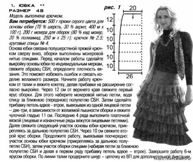 Костюм женский с юбкой спицами схема Юбка с оборками из мохера.Спицами и крючком вяжем.. Обсуждение на LiveInternet -