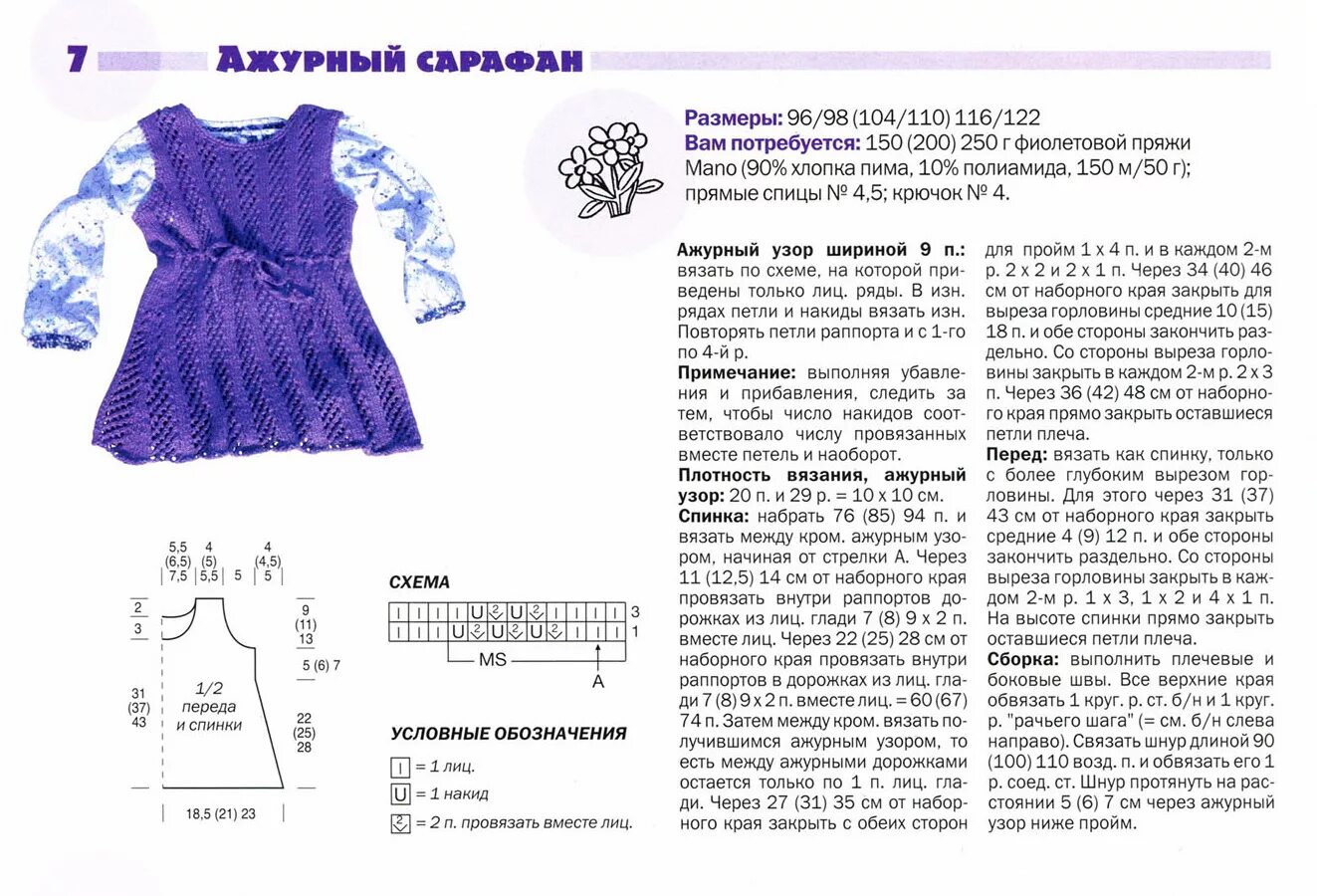 Костюмы для девочек спицами со схемами Схема вязания платья для девочки