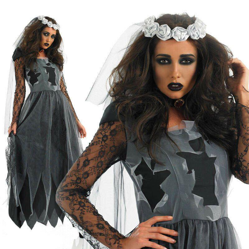 Костюмы на хэллоуин для девушек идеи фото Ladies Corpse Bride Costume Halloween Fancy Dress Costume Gothic Adult Outfits к