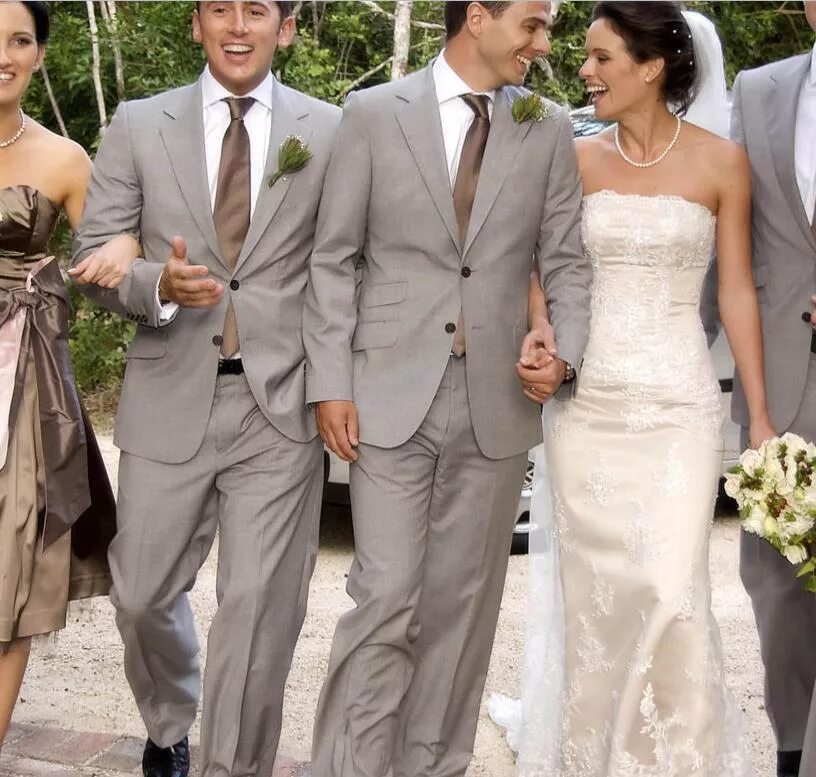 Костюмы на свадьбе фото 2018 light grey best man / best man married / Prom Dress,tickets bag, groom dres