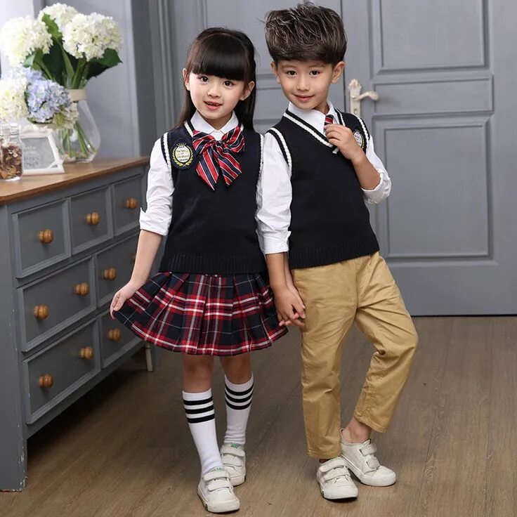 Костюмы в школу фото Students School Uniforms Japanese Children Clothing Sets For Girls Korean Autumn
