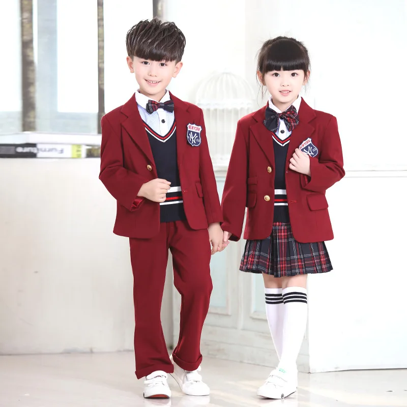 Костюмы в школу фото Baru Musim Gugur Fashion Anak anak Kotak kotak Kasual Jas Sekolah Inggris Anak a