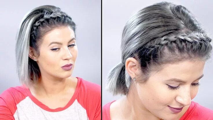 Косы на челку короткие волосы фото Lace Braid Headband on Short Hair Milabu Headband hairstyles, Braids for short h