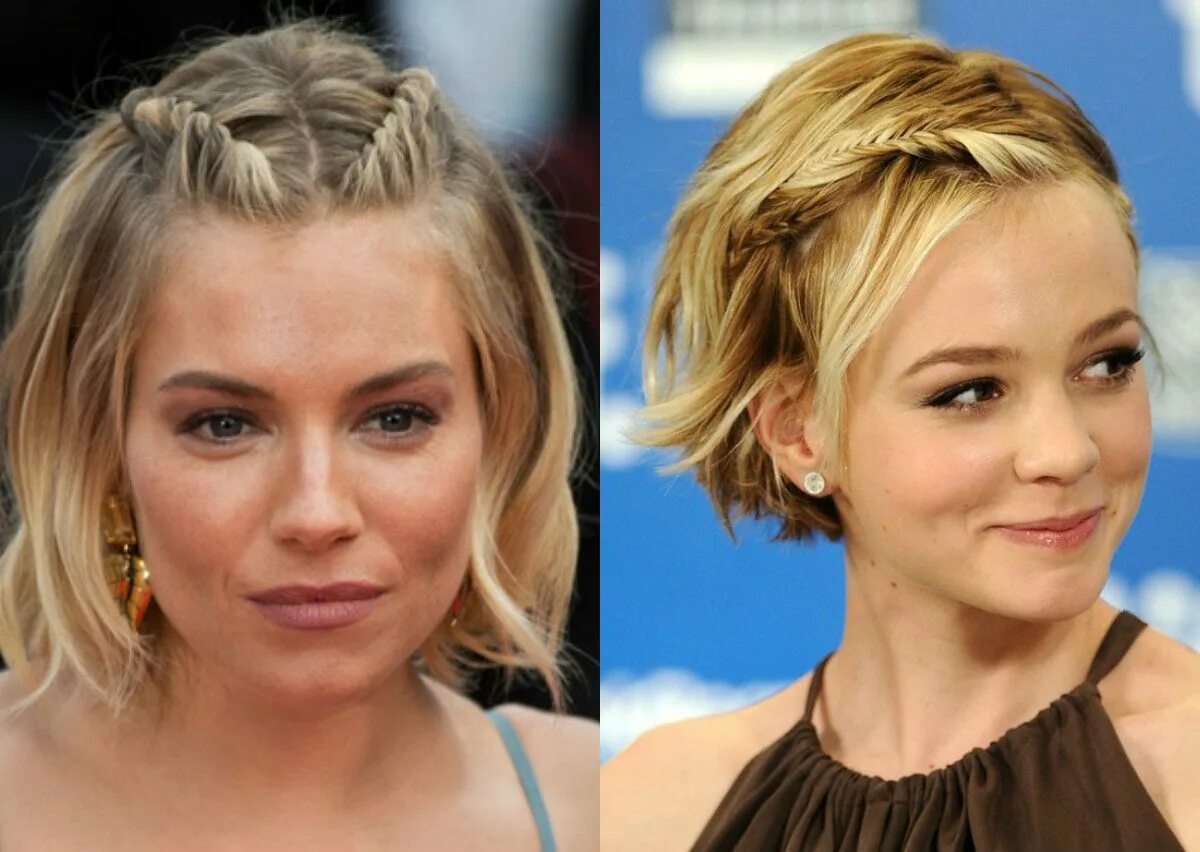 Косы на каре с челкой фото Cutest Braids For Short Hair To Try Today Braids for short hair, Celebrity short