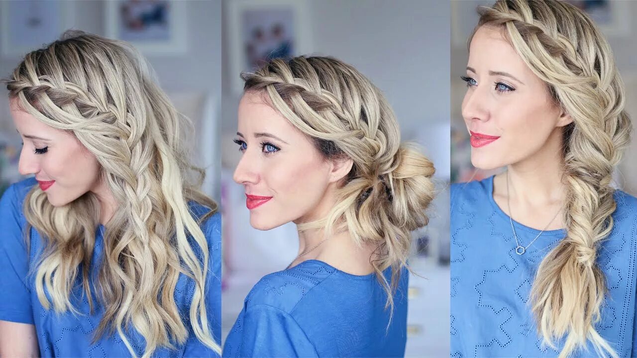 Косы на стрижку каскад средние волосы 3-in-1 Cascading Waterfall Build-able hairstyle Cute Girls Hairstyles - YouTube