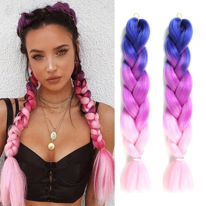Косы с канекалоном с челкой фото China Light Yaki Easy Braid, Take Hot Water Ombre Braiding Hair 100gram Syntheti