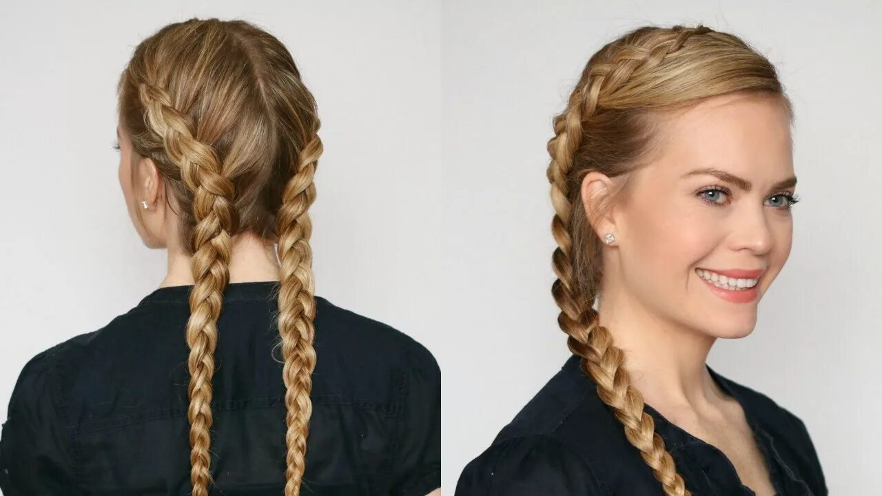 Косы в домашних условиях фото Two Dutch Braids Missy Sue - YouTube