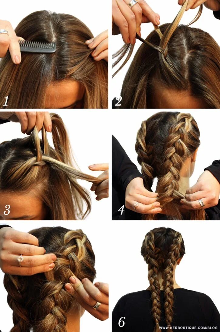 Косы в домашних условиях фото пошагово HER. How-To: Two Braids Tutorial HER. Boutique Idee per capelli, Acconciature se