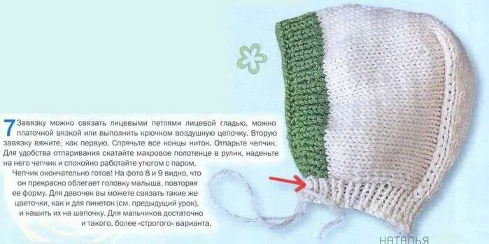 Косынка чепчик спицами схема Как связать чепчик спицами для женщины Южный Город
