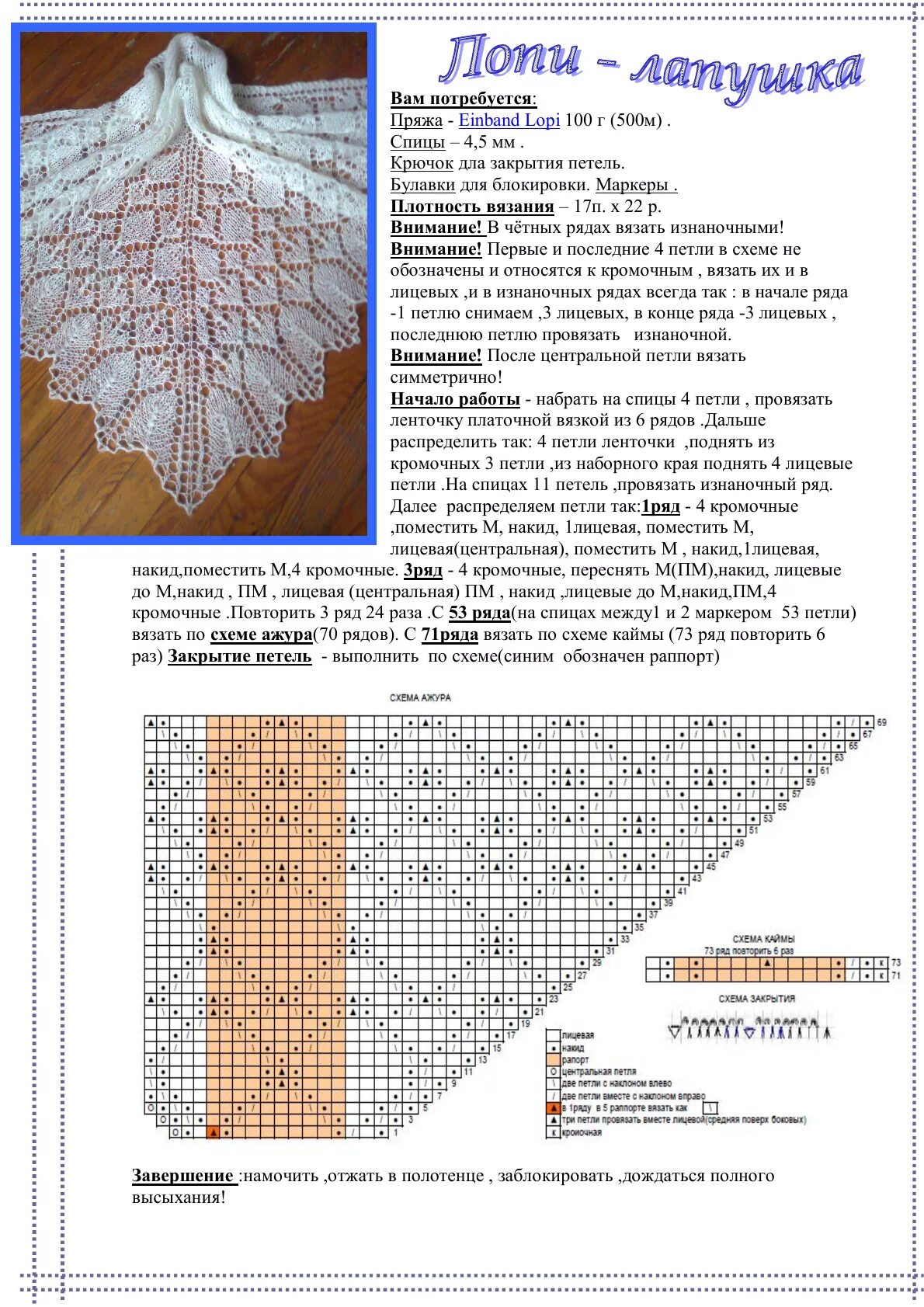 Косынка спицами схема и описание ЛОПИ-ЛАПУШКА ,.pdf Lace knitting patterns, Lace knitting, Knitting stitches