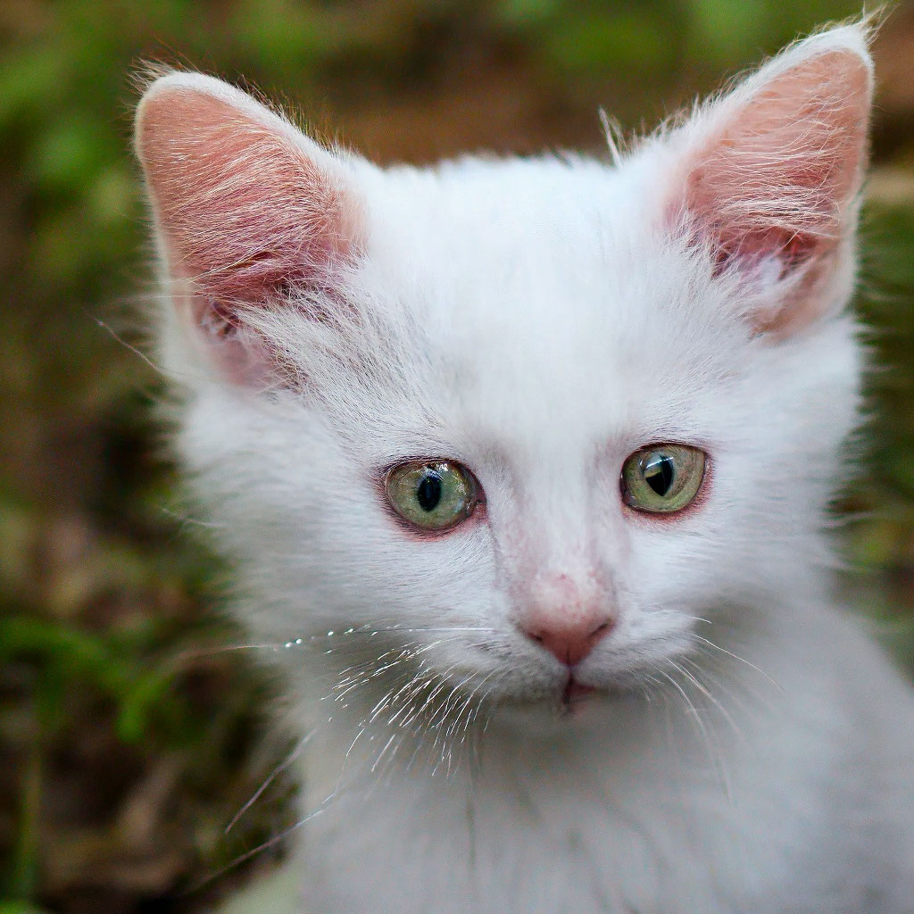 Кот альбинос фото "Albino kitten, aesthetically pleasing." - image created in Shedevrum