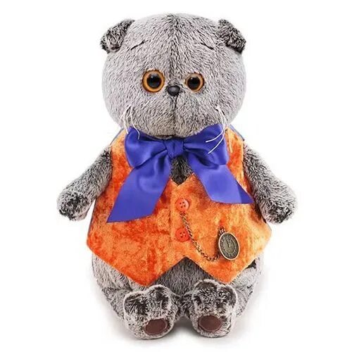 Кот басик фото Мягкая Игрушка Кот Басик в жилете с часами (25см, в подарочной коробке) Ks25-114