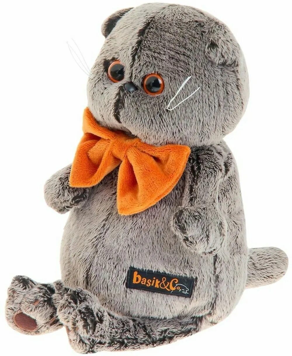 Кот басик фото Купить мягкая игрушка Басик с рыжим бархатным бантом, 19 см, цены на Мегамаркет