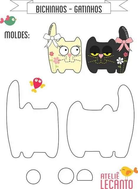 Кот из фетра выкройка шаблон игрушки DIY Felt Cats - FREE Pattern / Template Brinquedos de feltro, Gatinho de feltro,