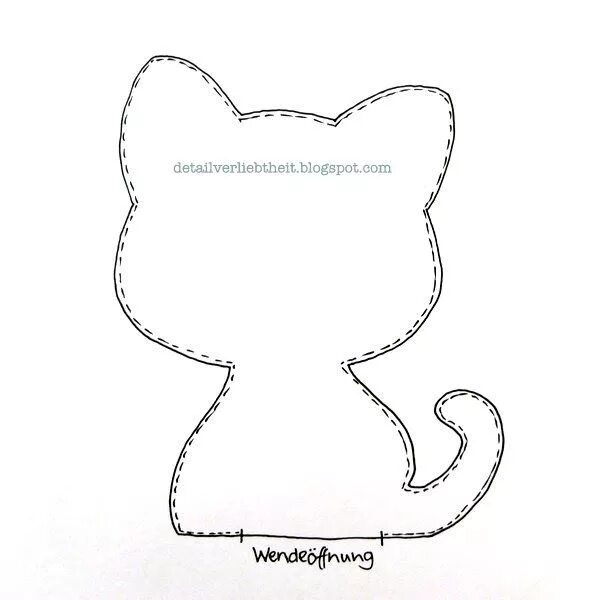 Кот из фетра выкройка шаблон игрушки detailverliebt: Katzenschnittmuster Animal sewing patterns, Pattern, Felt patter