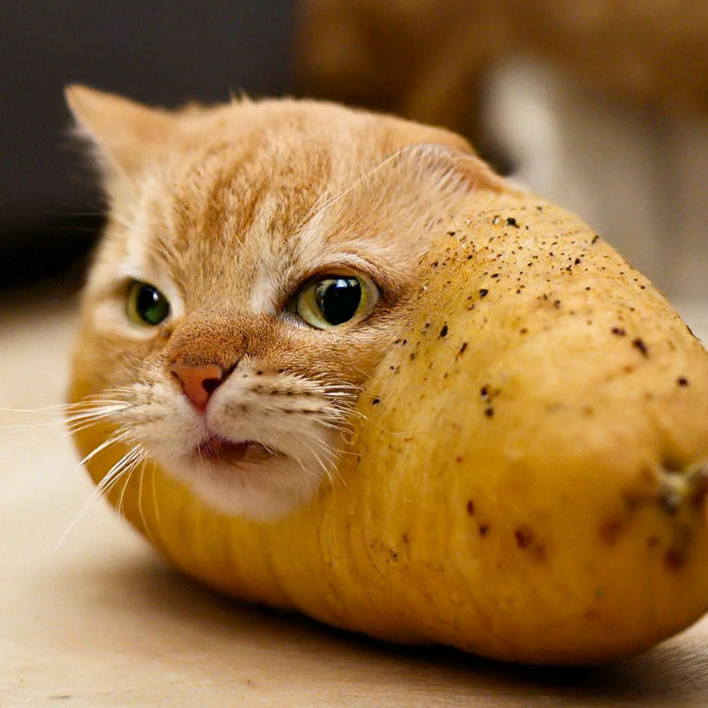 Кот картошка фото "Cat-potato" - image created in Shedevrum