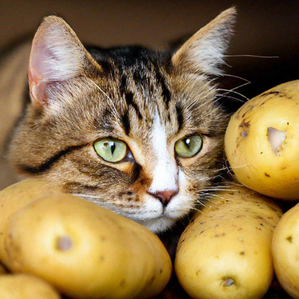 Кот картошка фото "Cat potatoes" - image created in Shedevrum