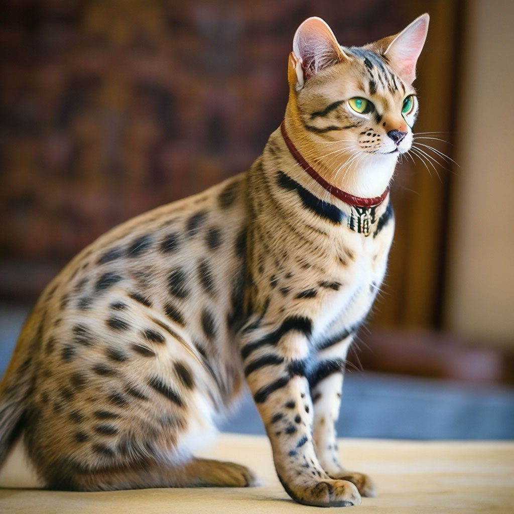 Кот мау фото "Egyptian MAU cat breed, full height, ." - image created in Shedevrum