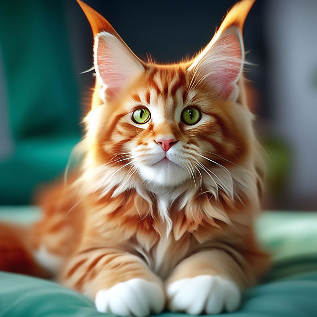 Кот мейн рыжий фото "Beautiful Maine Coon kitten, red, ." - image created in Shedevrum