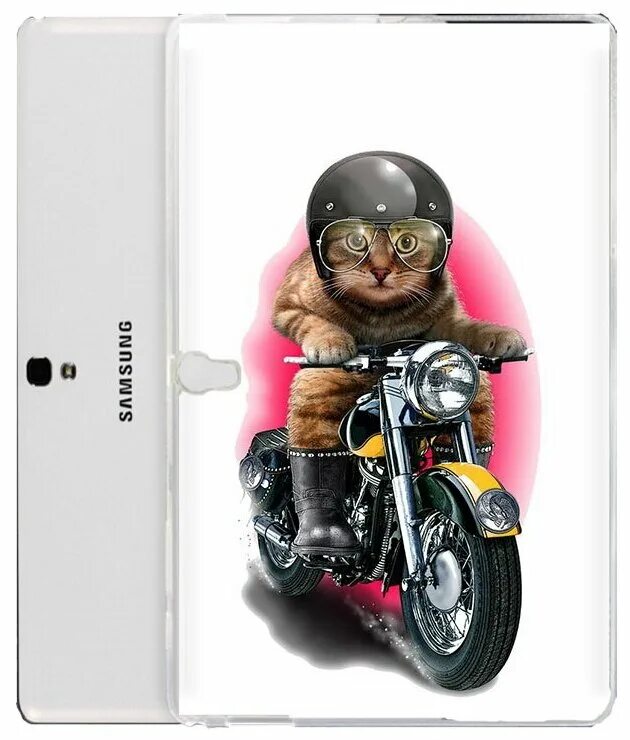 Кот на мотоцикле фото Чехол задняя-панель-накладка-бампер MyPads мото-кот для Samsung Galaxy Tab S 10.