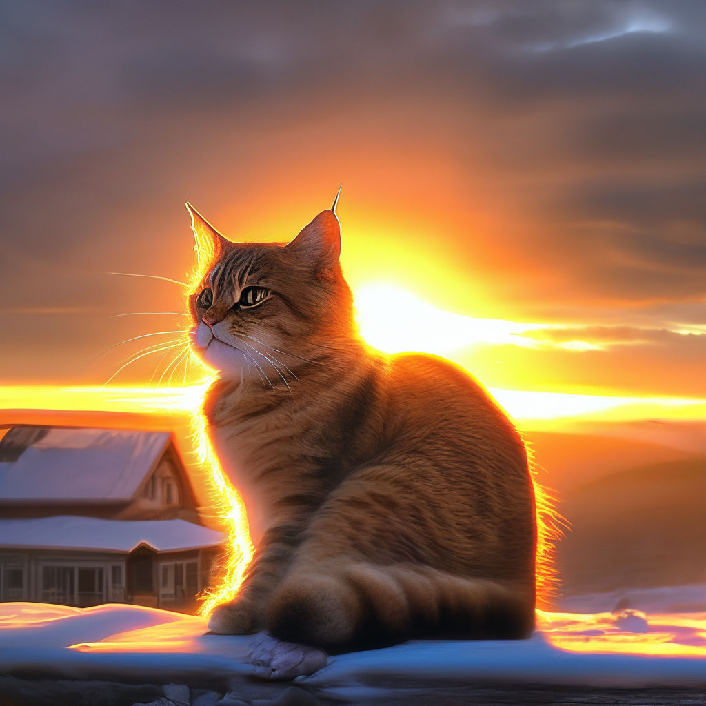Кот на солнце фото "The cat is the sun" - image created in Shedevrum