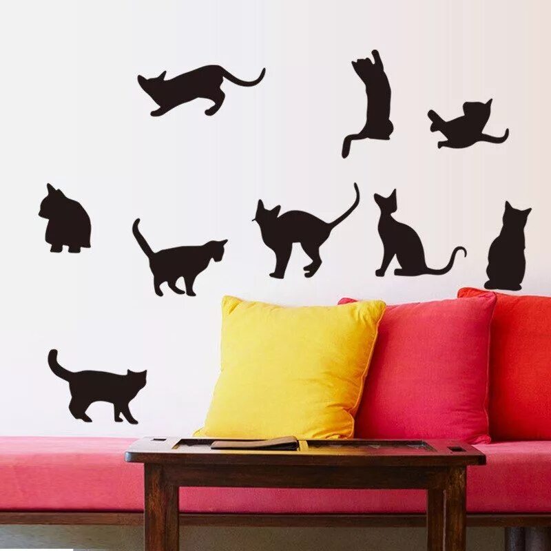 Кот на стену декор Universe of goods - Buy "3d sticker 9 Black Fashion Wall Stickers Cat animal Sti