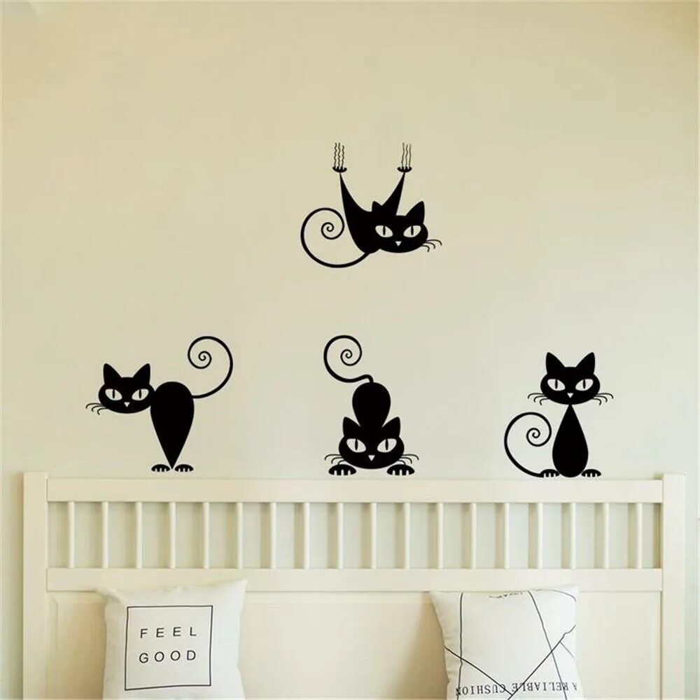 Кот на стену декор МАЛЬЧИК)DIY семейный домашний стикер стены съемные настенные наклейки виниловый 