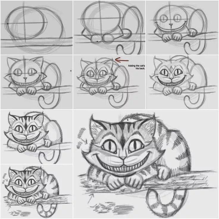 Кот пошаговое фото Пин от пользователя CZ на доске kresleni (painting techniques) Чеширский кот, Ри