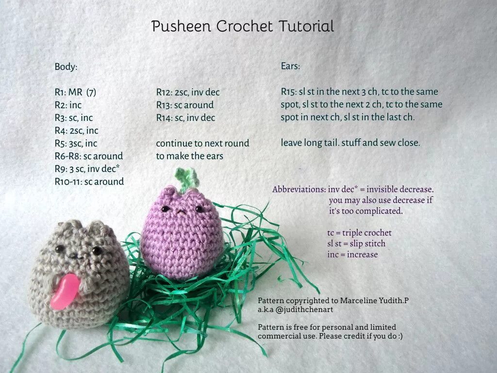 Кот пушин крючком схема и описание амигуруми Crochet Pusheen Amigurumi -Free English Pattern Crochet, Crochet patterns, Octop
