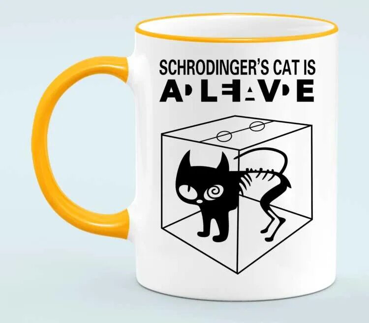 Кот шредингера фото Кот Шрёдингера (Живой, Мертвый) / Schrodingers cat is alive dead кружка с кантом