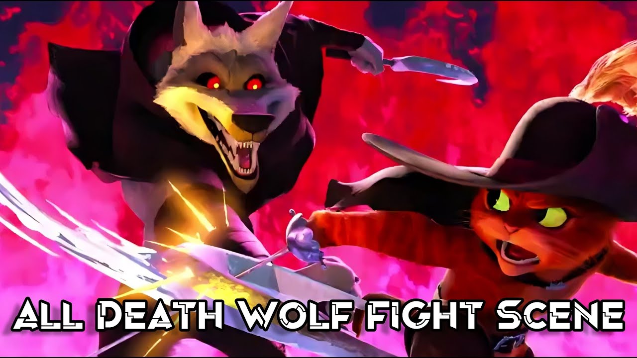 Кот в сапогах фото волка Death Wolf vs Puss in Boots All Fight Scene The Last Wish BluRay - YouTube