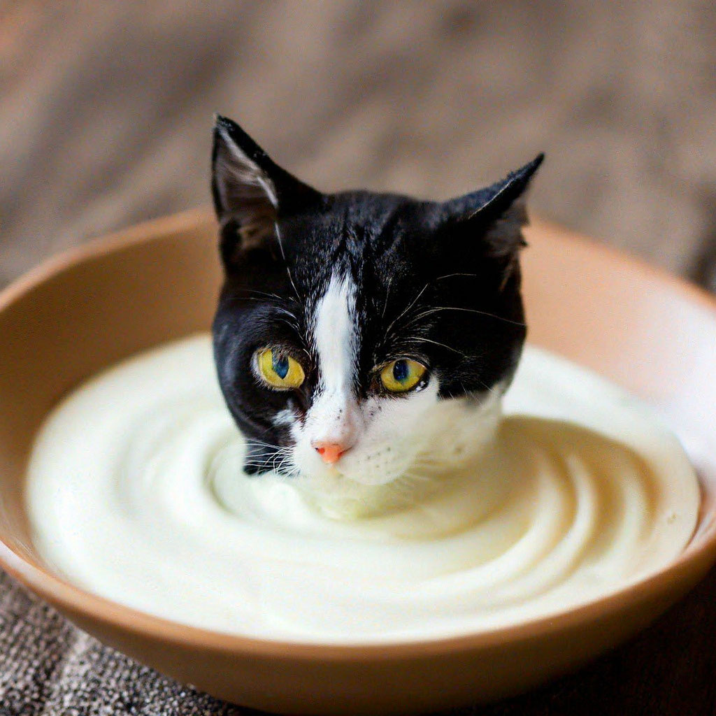 Кот в сметане фото "Cat in sour cream" - image created in Shedevrum