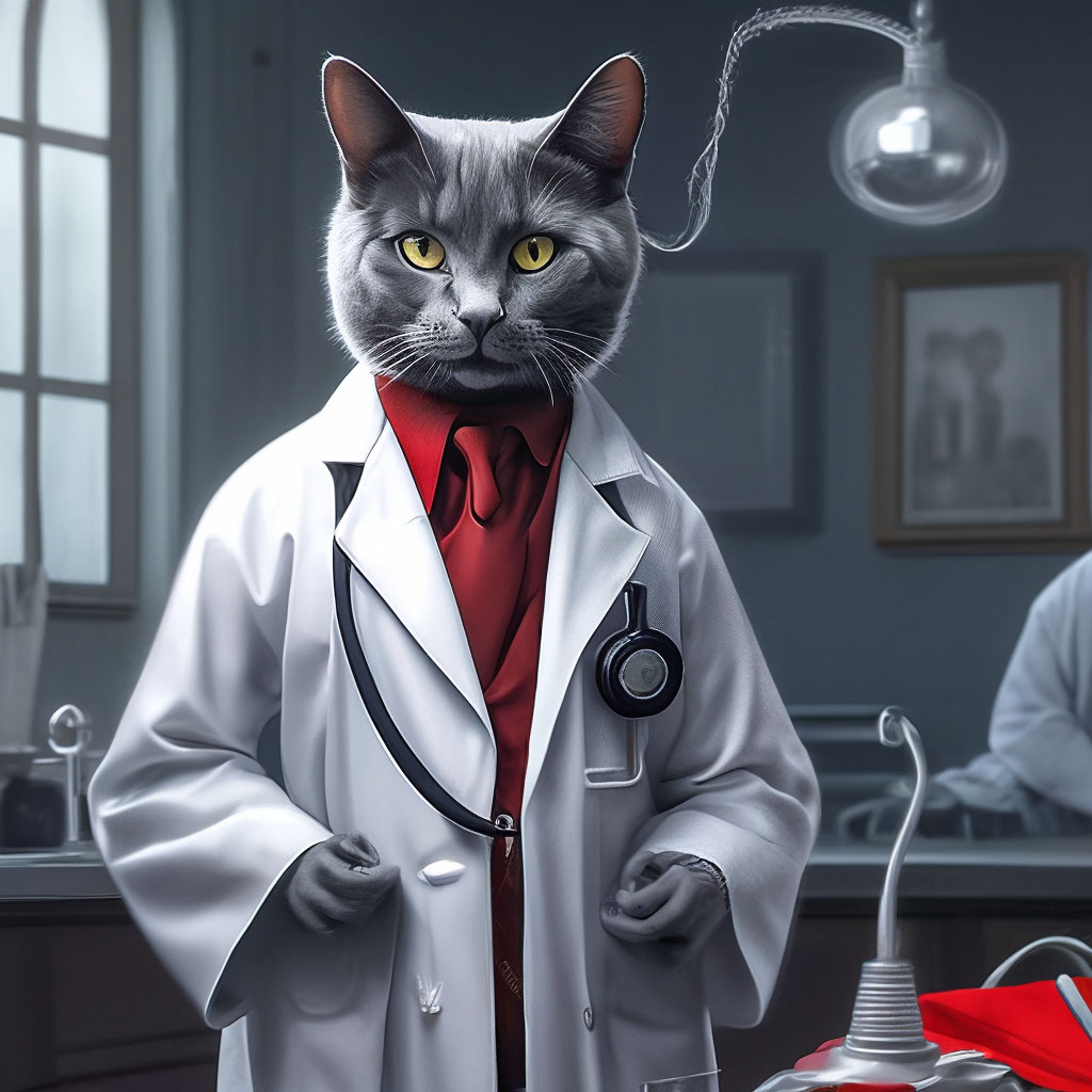 Кот врач фото Метаморфоза, чёрный кот/доктор, ." - картинка создана в Шедевруме