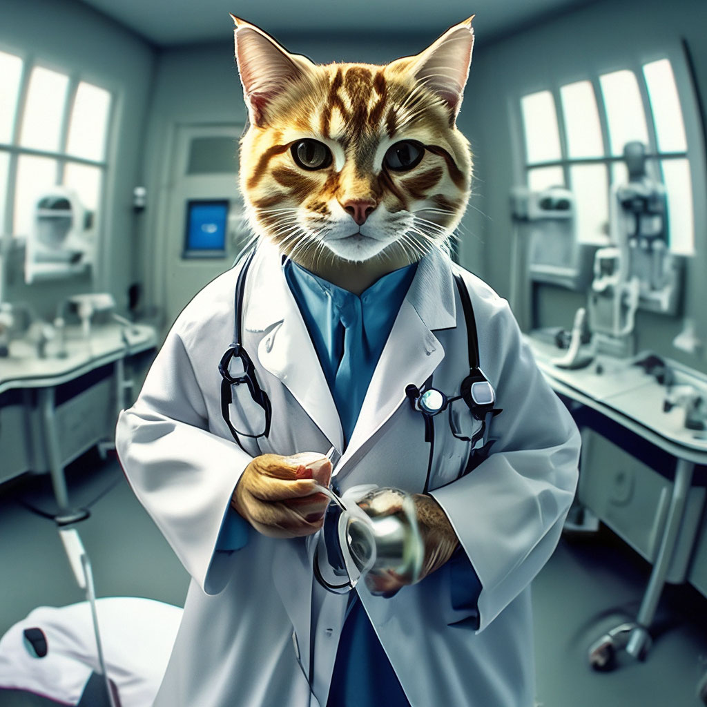 Кот врач фото "The cat is a doctor. . ." - image created in Shedevrum