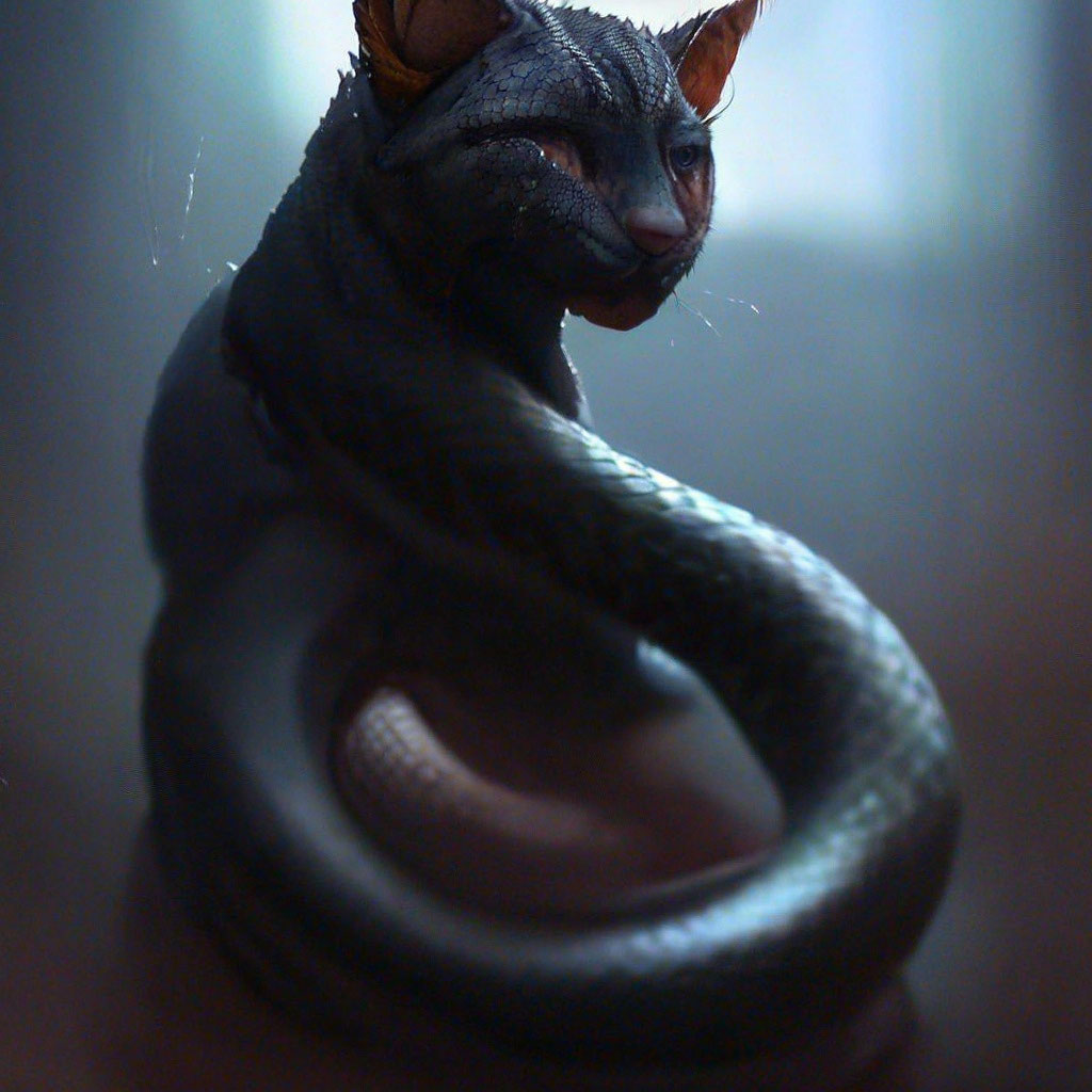 Кот змея фото "Snake cat" - image created in Shedevrum