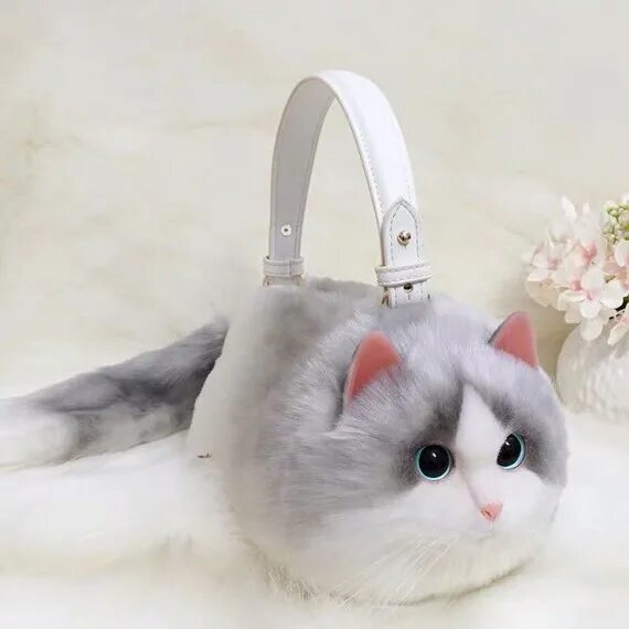 Кота сумочку Realistic Bicolour Tuxedo Cat Plush Kitty Kitten Handbag Etsy