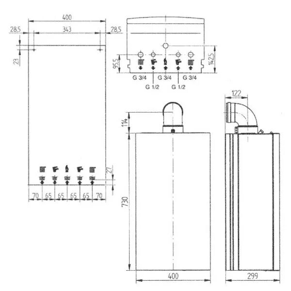 Котел бакси эко 4s 24 схема подключения Купить Baxi ECO Home 10 F, Газовый настенный котёл Бакси в Первом котельном или 