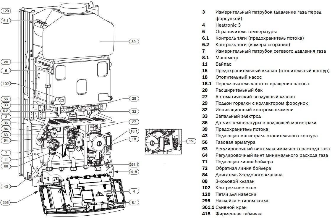 Котел бош схема подключения Газовый котел Bosch Gaz 6000W WBN 24 CR N - купить в интернет-магазине.