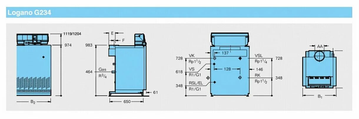 Котел buderus подключение Конвекционный газовый котел Buderus Logano G234-60, 60 кВт, одноконтурный - купи