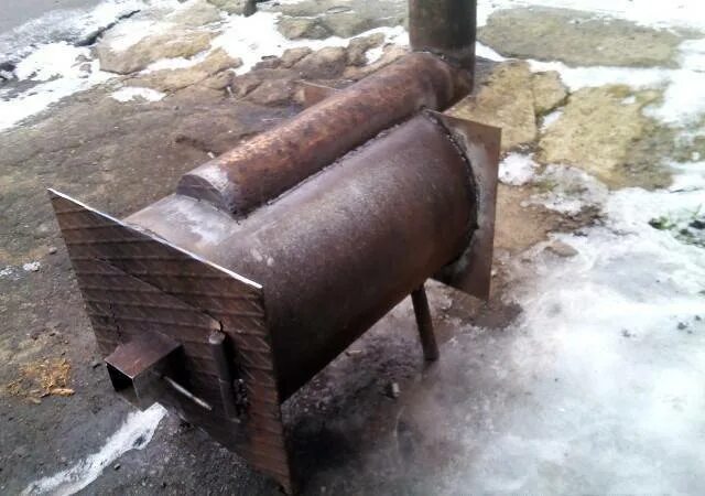 Котел для бани на дровах самодельный Печь для бани из трубы своими руками горизонтальная печка самодельная, как сдела