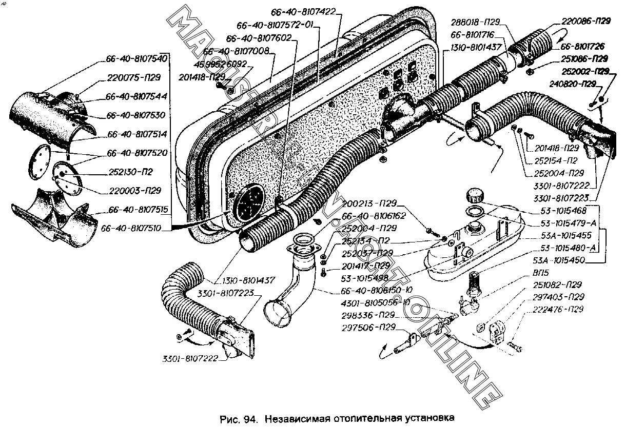 Котел газ 66 как подключить провода Независимая отопительная установка ГАЗ 66