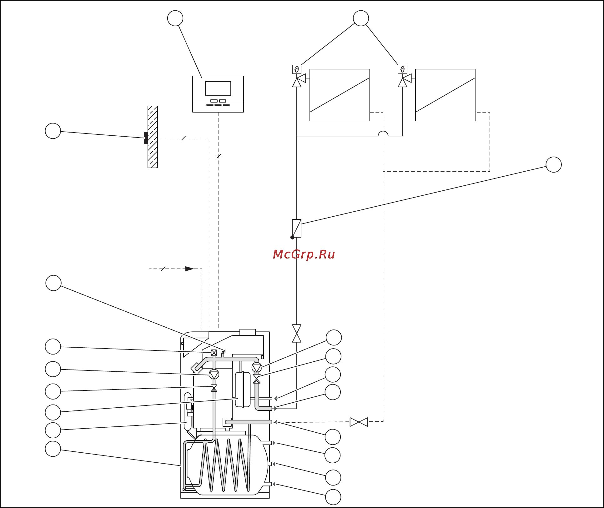 Котел медведь схема подключения Protherm Медведь 40 KLZ17 27/32 D схема подключения внешних компонентов