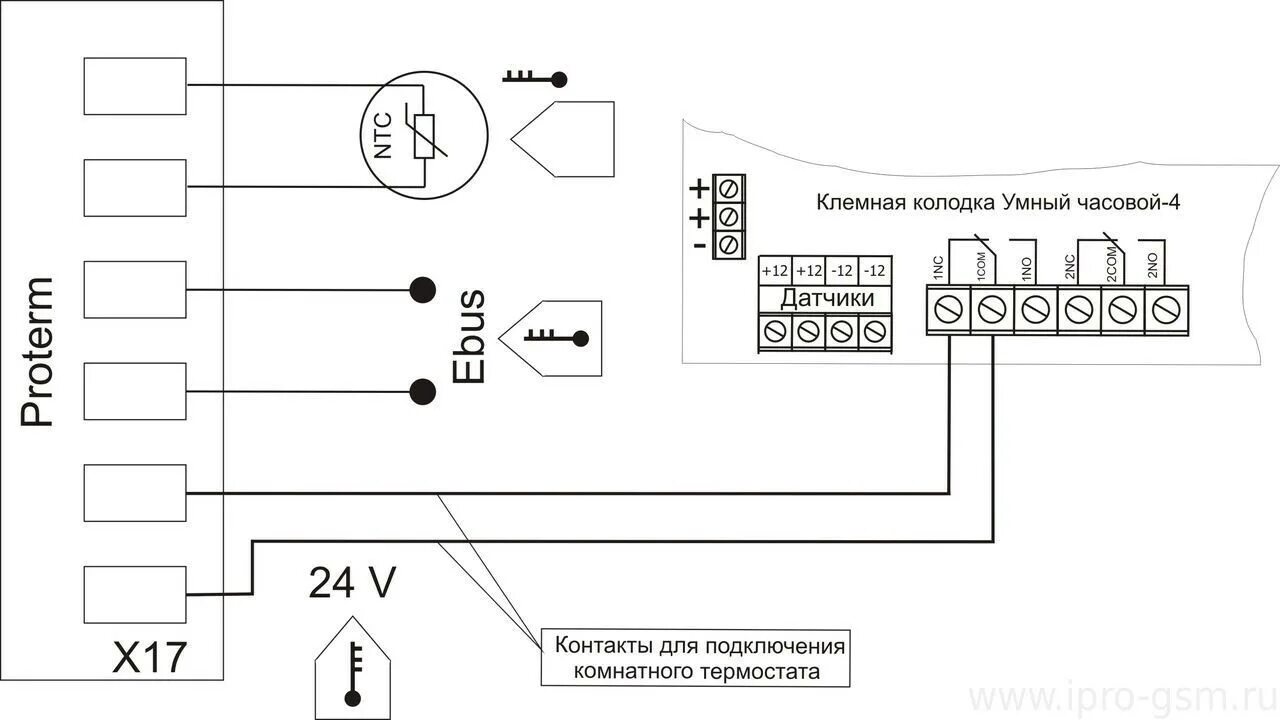 Котел стаут подключение датчика температуры Схемы подключения сигнализации Умный Часовой-4 к отопительным котлам