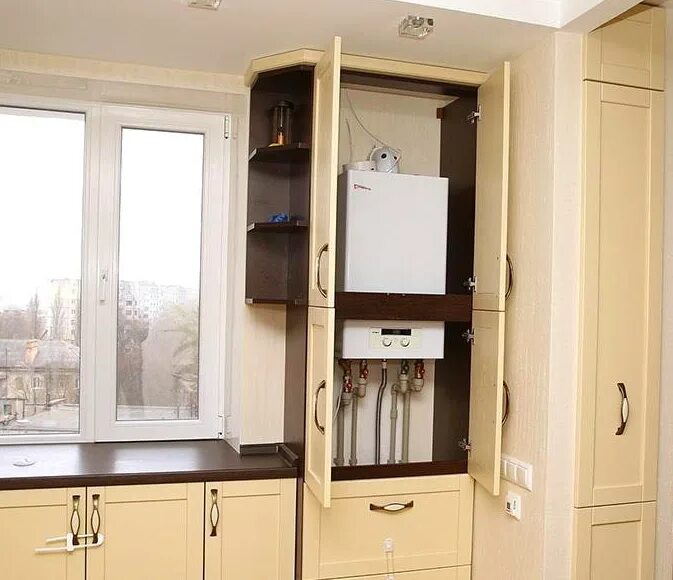 Котел в кухне частного дома фото Как спрятать газовый котёл на небольшой кухне, чтобы не испортить интерьер Mebel