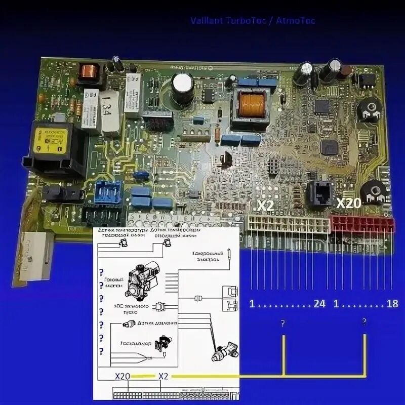 Котел vaillant 242 2 3 схема подключения Vaillant Turbotec Atmotec detail scheme pinout X2 X20