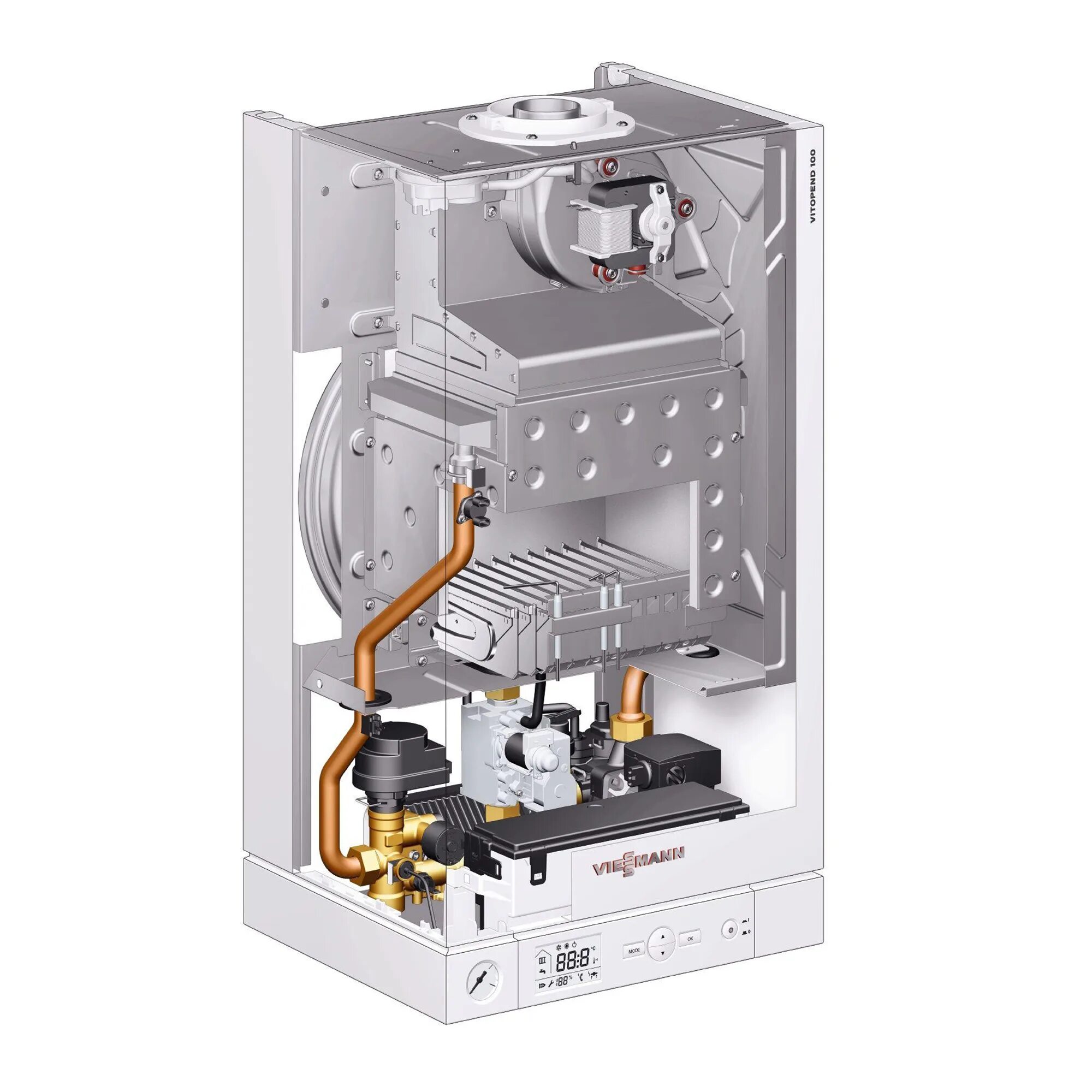 Котел viessmann vitopend 100 подключение Котел газовый настенный Viessmann Vitopend 100-W A1JB K-rlu 2-контурный 24 кВт -