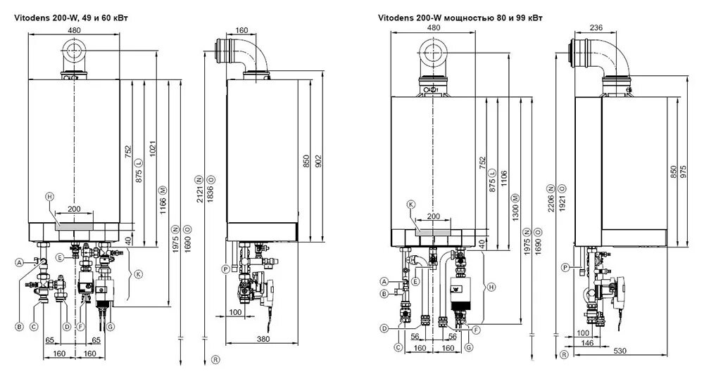 Котел висман витопенд 100 схема подключения Viessmann Vitodens 200-W B2HA 120 кВт с Vitotronic 200 газовые конденсационные к