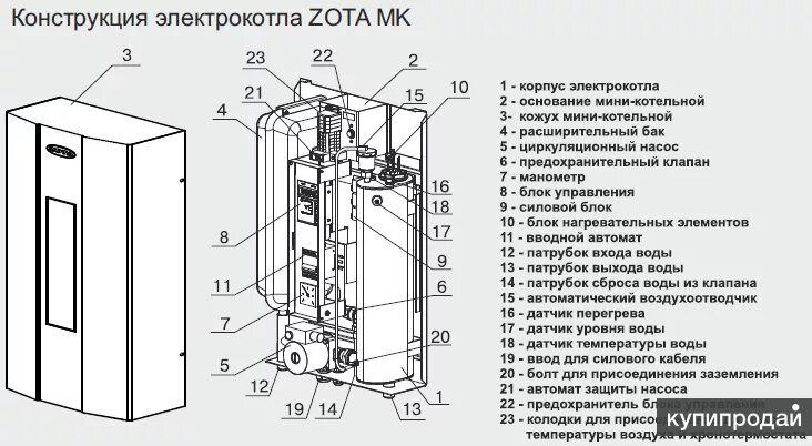Котел зота 9 подключение Миникотельная Зота МК 9 кВт. - 90 кв.м. в Красноярске
